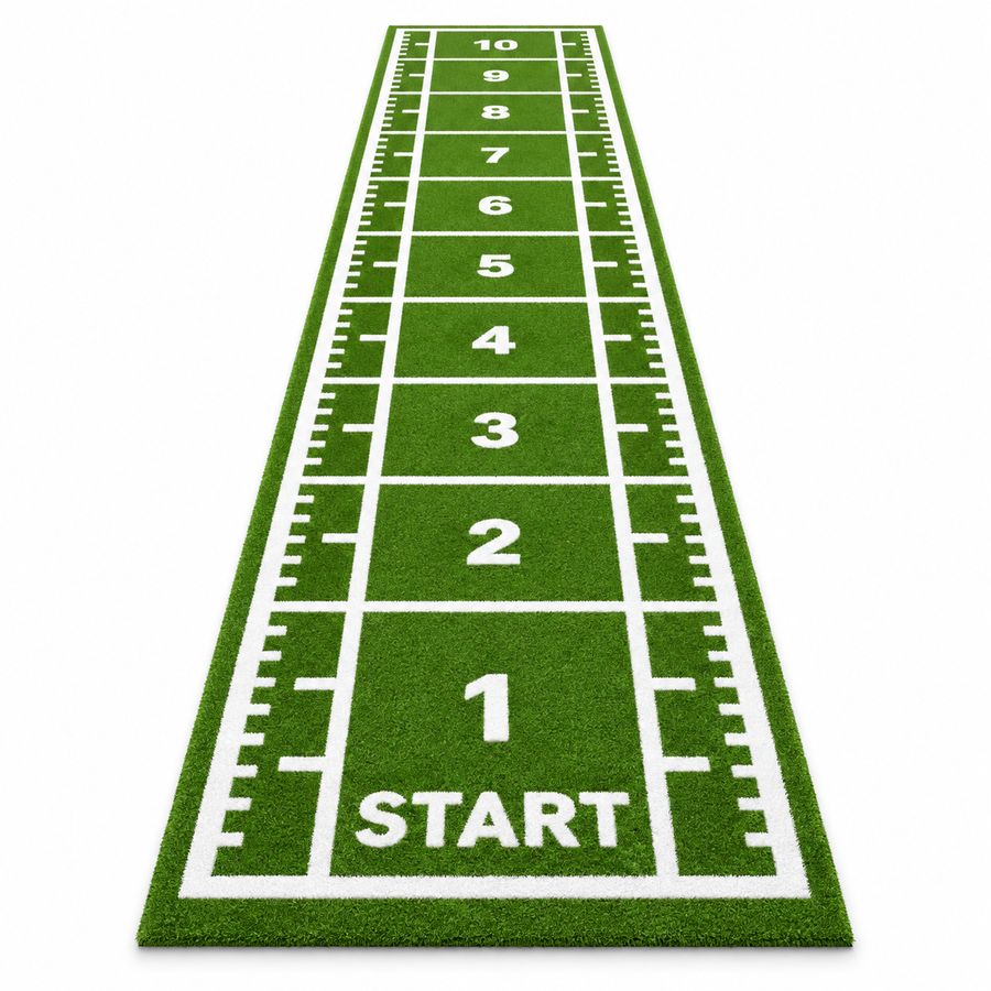 Green turf with American football field markings