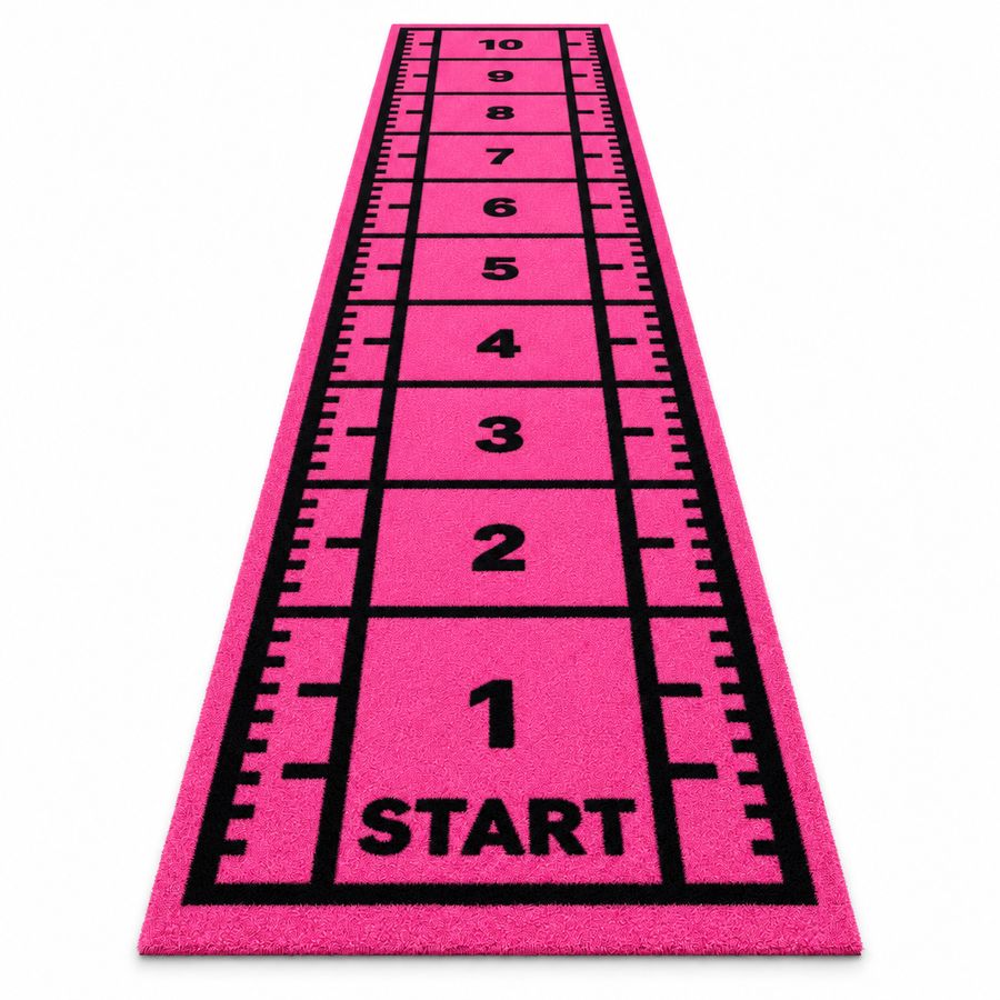 Pink sprint turf with START marker