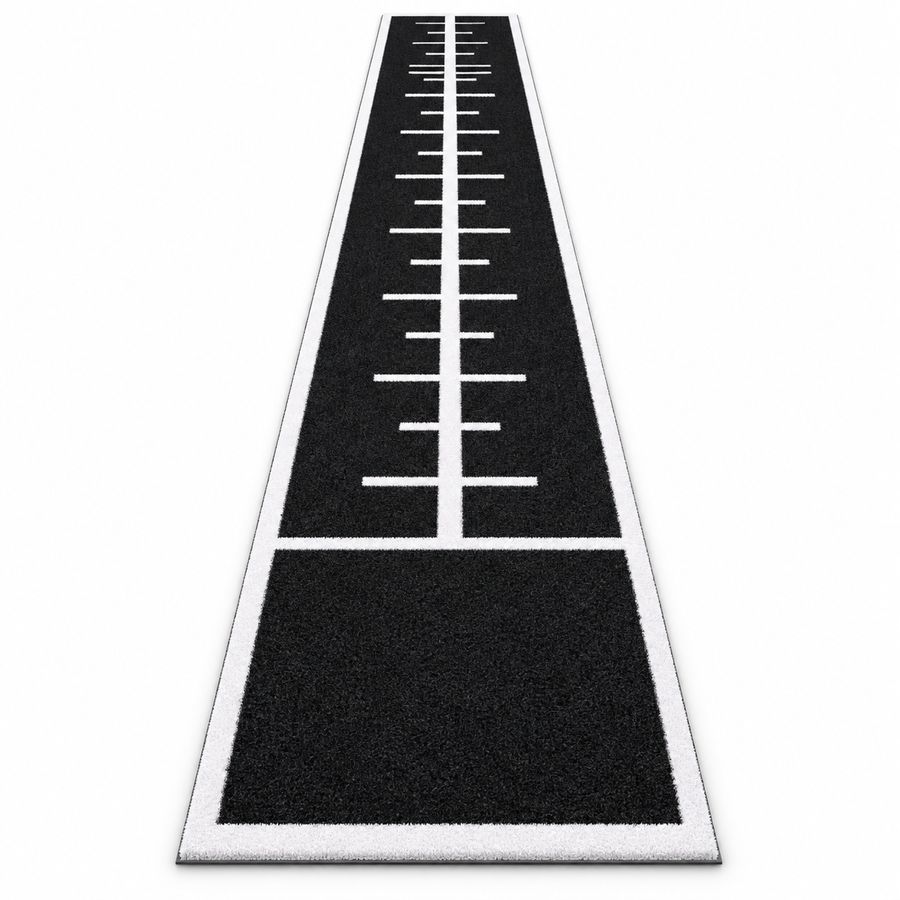Black turf with football yard lines
