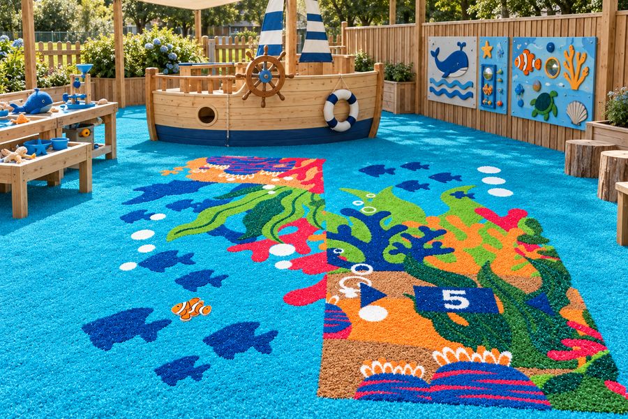Ocean themed playground with pirate ship