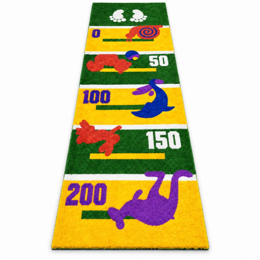 Yellow green play mat with animal prints